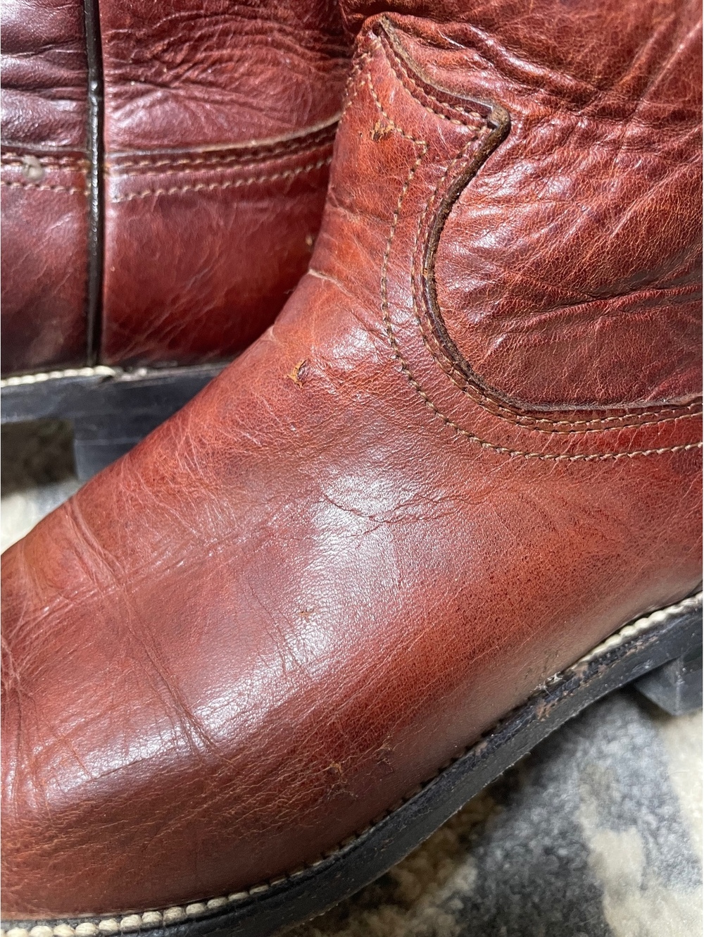 Women’s Justin solid brown redwood leather vintage round toe boot size 6 B - Picture 3 of 12
